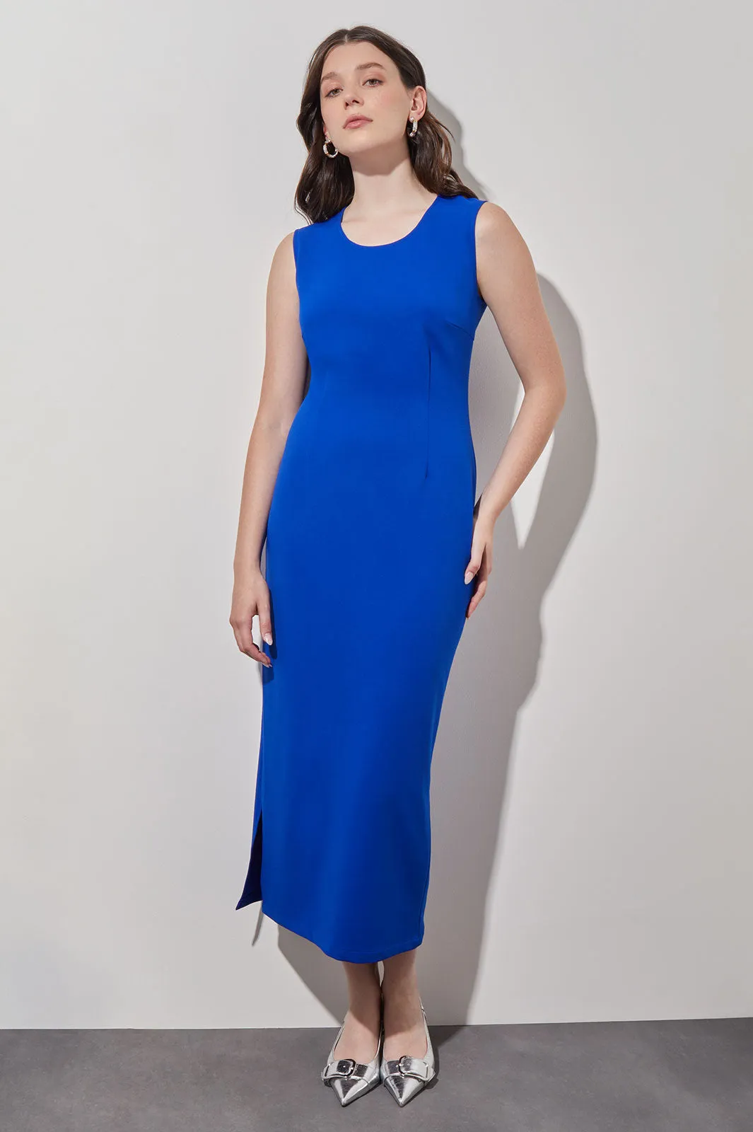 Stretch Deco Crepe Sheath Midi Dress