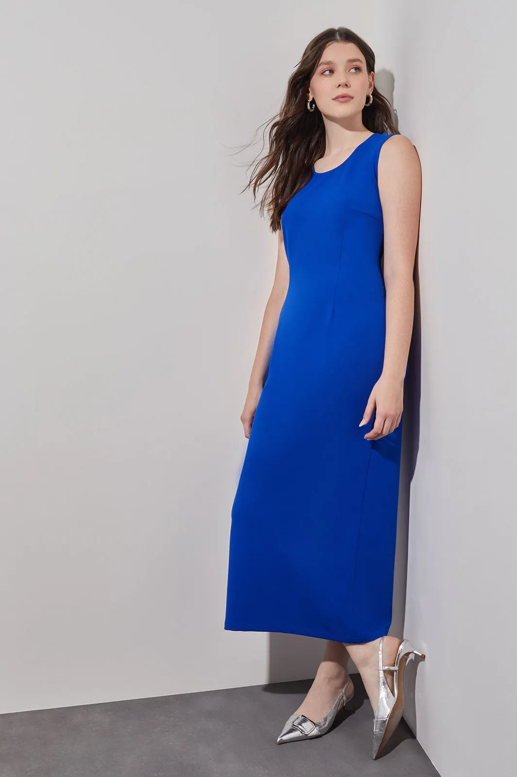 Stretch Deco Crepe Sheath Midi Dress