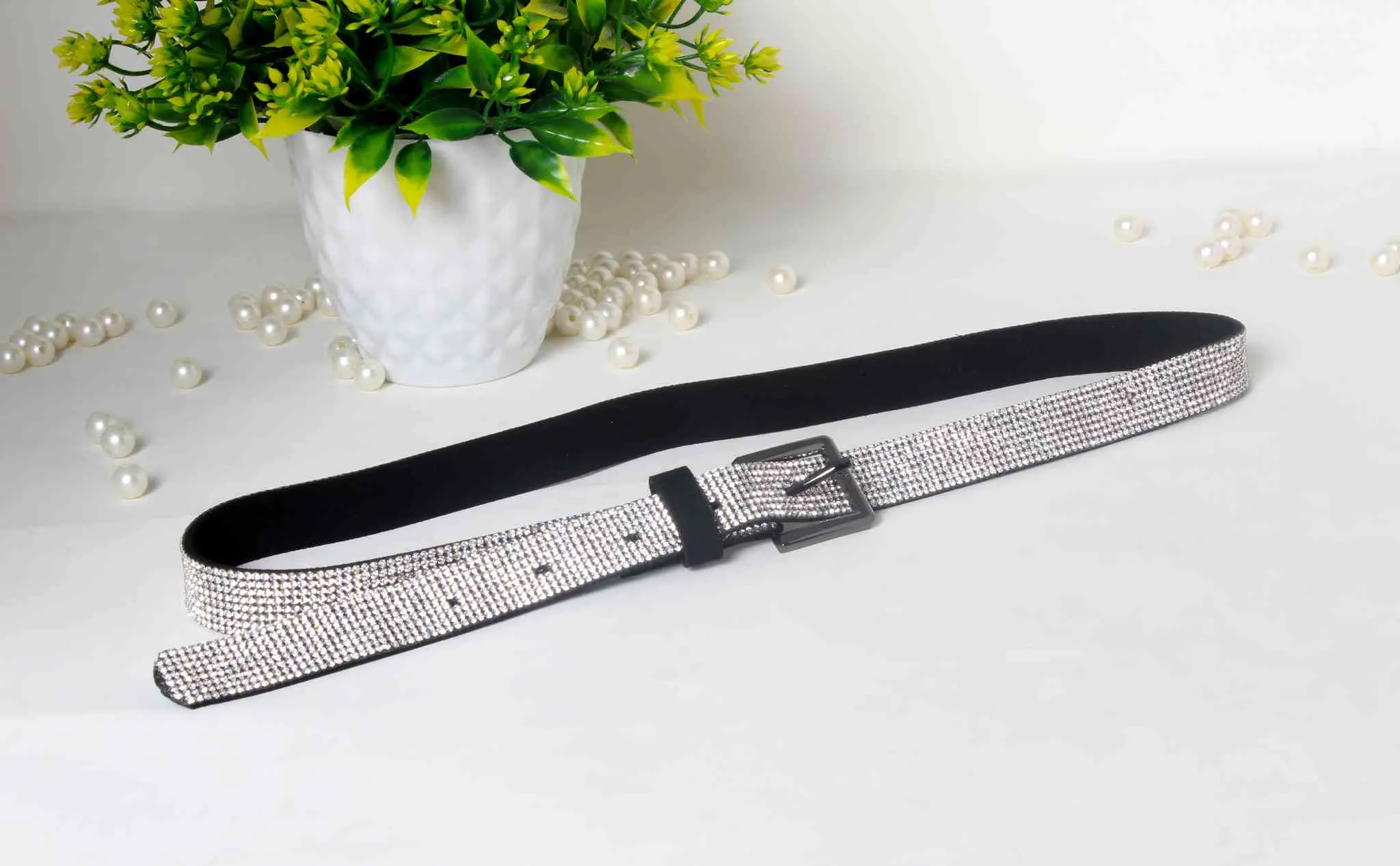 Stylish Fancy Party Rhinestones Diamond Soft Belt for Girls, Women