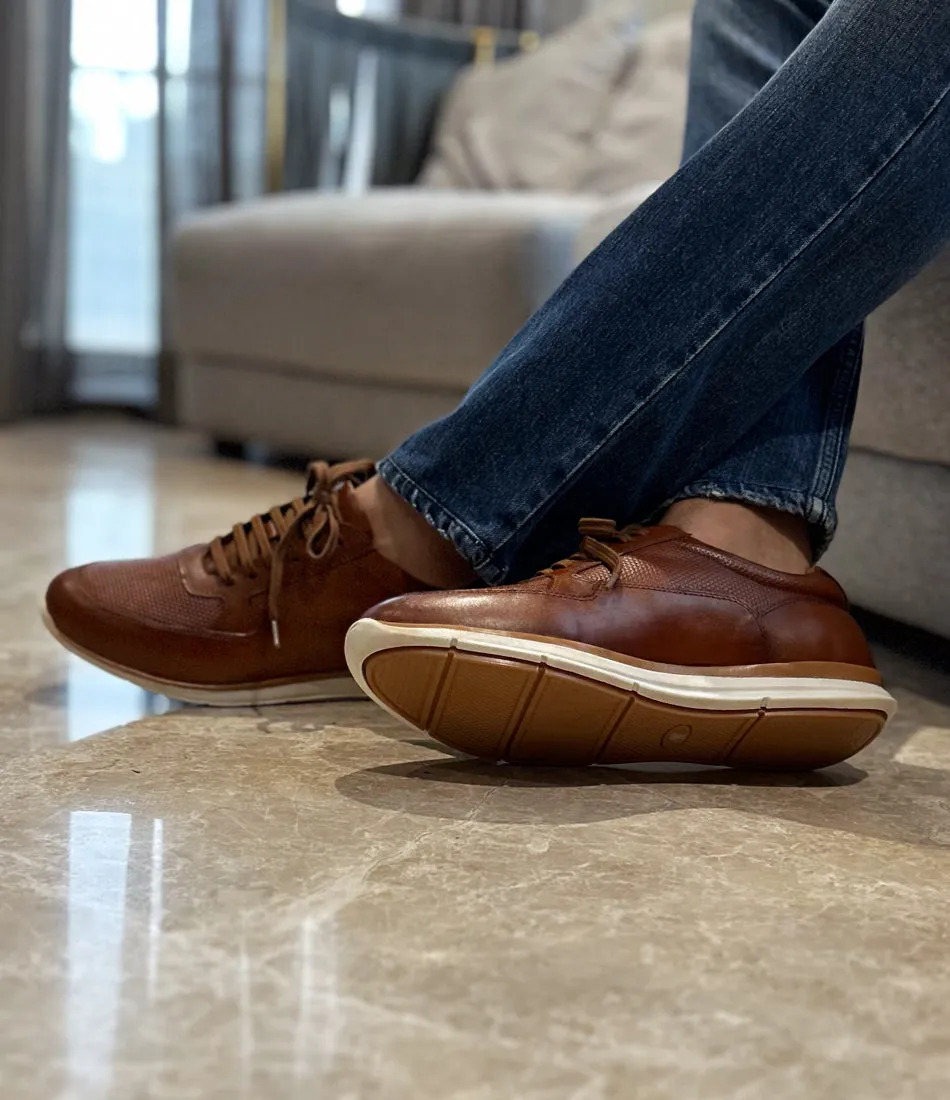 UrbanStride Leather Sneakers - Cognac