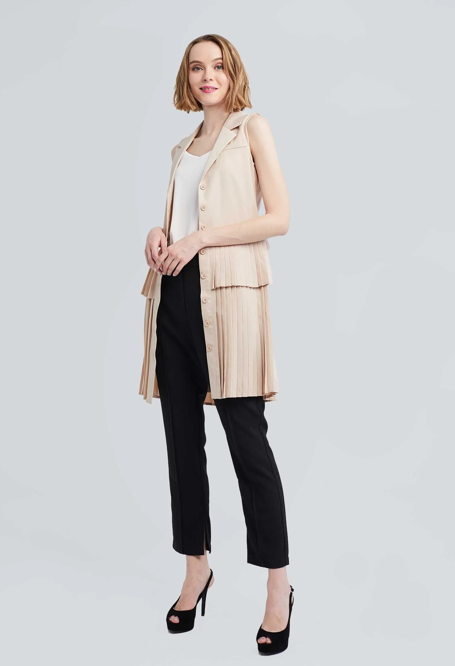 Vest Trench Pleated Dress