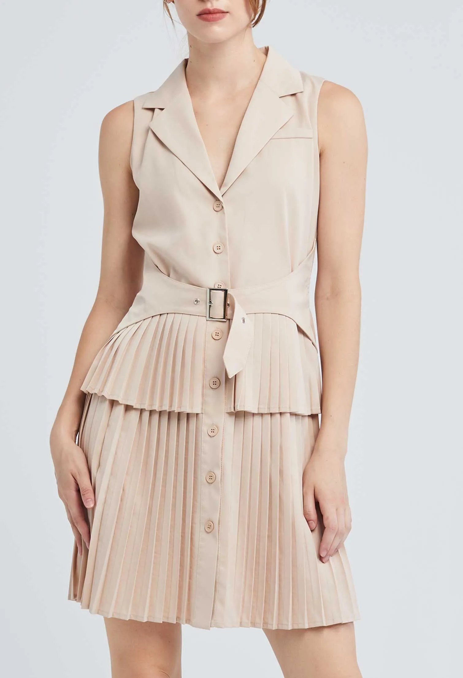 Vest Trench Pleated Dress