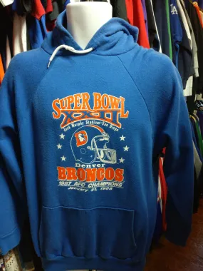 Vintage '87 DENVER BRONCOS NFL Super Bowl XXII Hooded Sweatshirt L